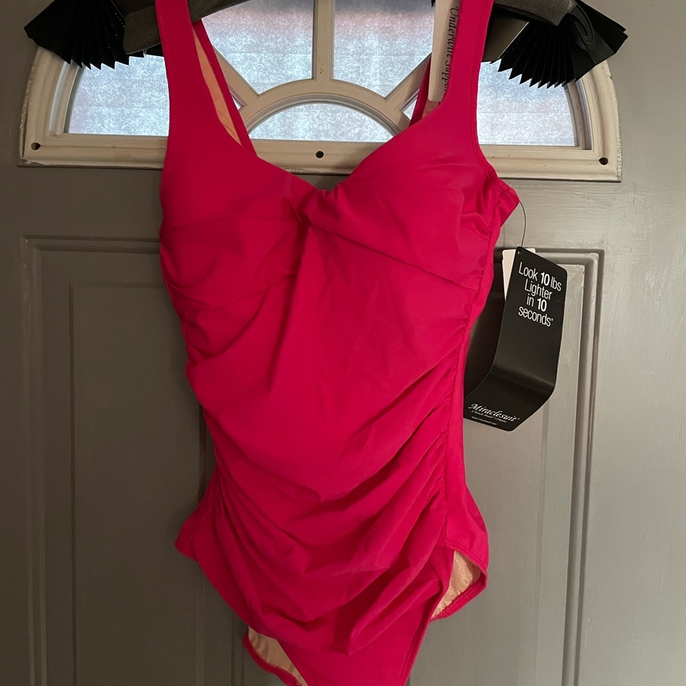 NWT Miraclesuit Pink One piece Swimsuit Size 12